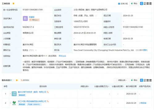 小商品城攜手重慶成立數智產業園，注冊資本1億賦能數據處理與存儲服務